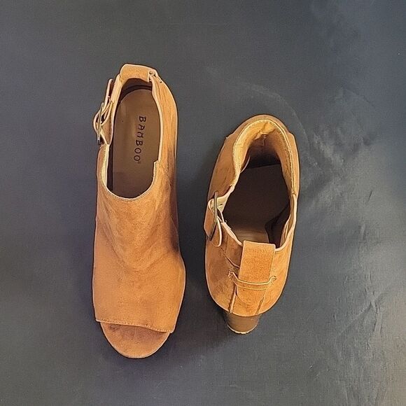 BAMBOO OPEN TOE ADJUSTABLE BUCKLE ANKLE BOOTIES - Picture 5 of 15